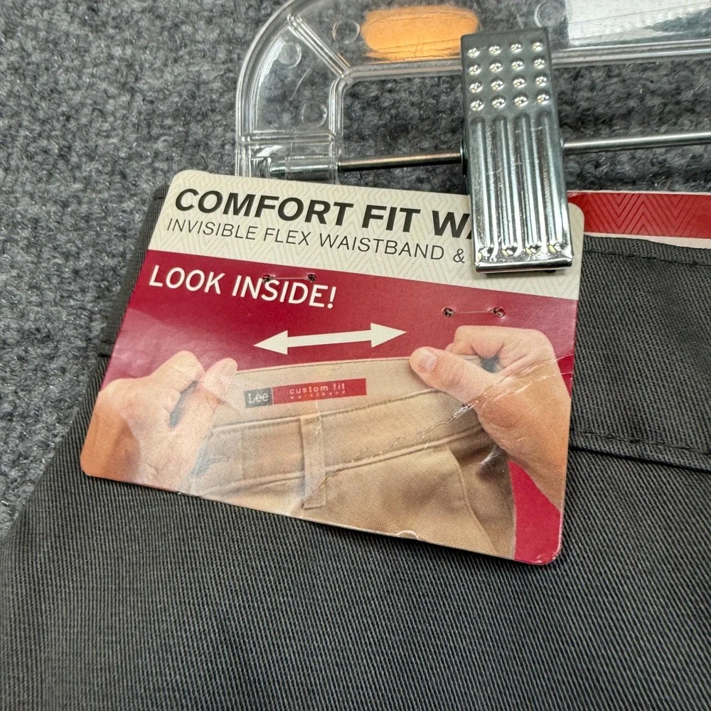 Lee Relaxed Fit Pants Mens 34x29 Gray Custom Fit‎ Wrinkle Resistant Chino NEW